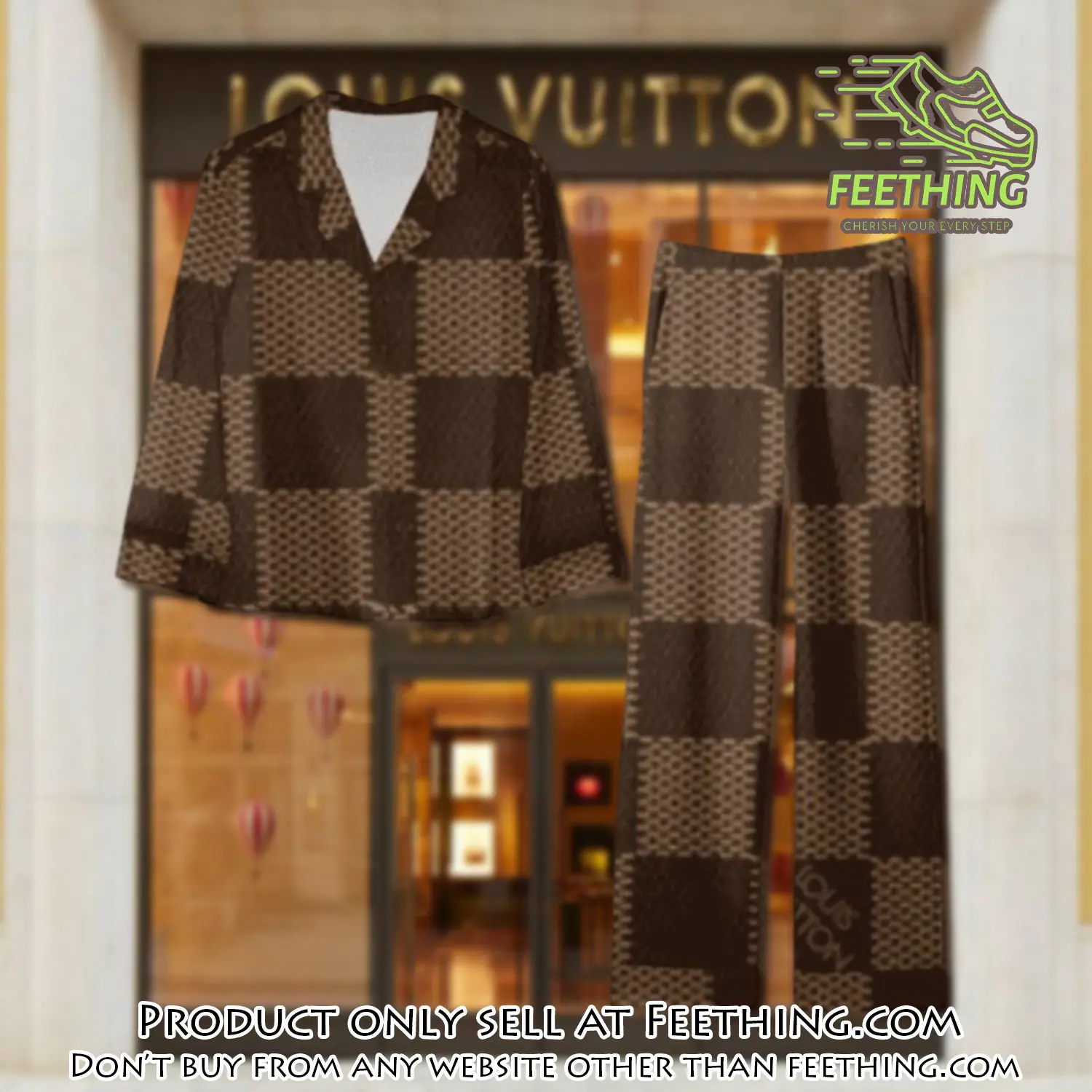 Trending luxury lv satin pajama set pjs1104 ft5907970